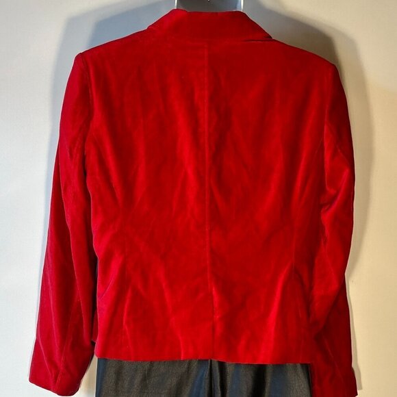 Briggs New York  SZ L Cherry Red Cotton Velvet Blazer Vintage Formal Dressy - Picture 5 of 8